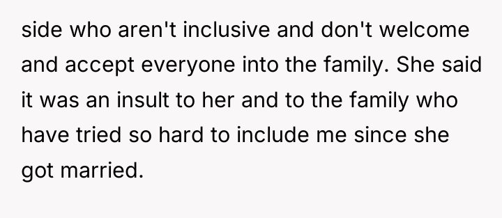 side who aren't inclusive and don't welcome and accept everyone...
