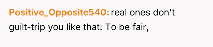 Positive_Opposite540 real ones don't guilt-trip you like that: To be...
