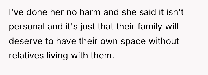 I've done her no harm and she said it isn't...
