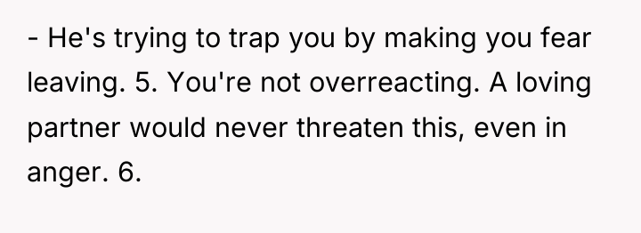 - He's trying to trap you by making you fear...