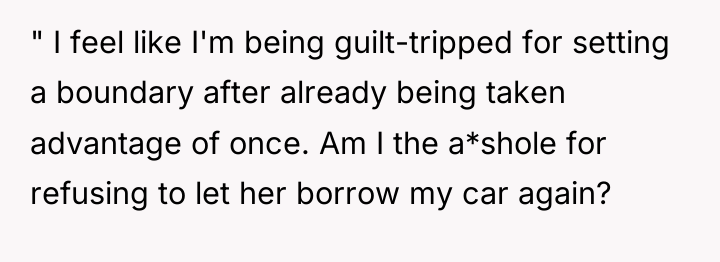 " I feel like I'm being guilt-tripped for setting a...