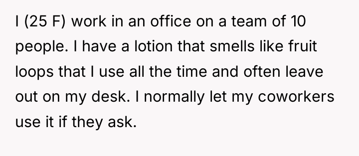 I (25 F) work in an office on a team...
