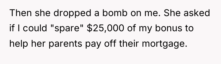Then she dropped a bomb on me. She asked if...