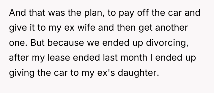 And that was the plan, to pay off the car...