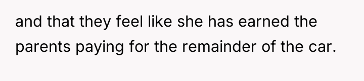 and that they feel like she has earned the parents...