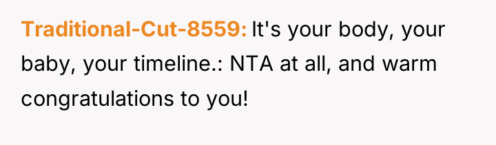 Traditional-Cut-8559 It's your body, your baby, your timeline.: NTA at...