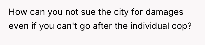 How can you not sue the city for damages even...