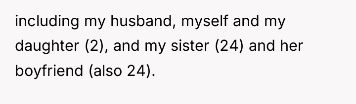 including my husband, myself and my daughter (2), and my...