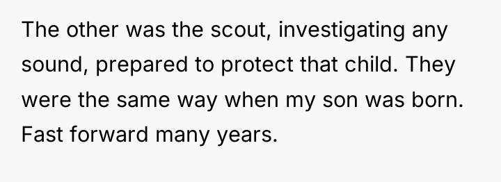 The other was the scout, investigating any sound, prepared to...