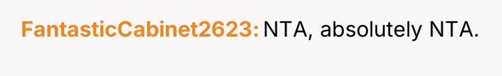 FantasticCabinet2623 NTA, absolutely NTA.