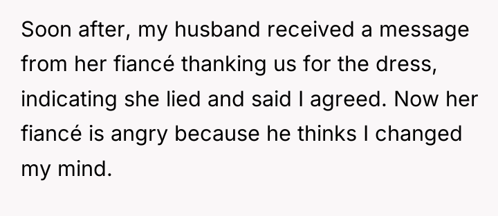 Soon after, my husband received a message from her fiancé...