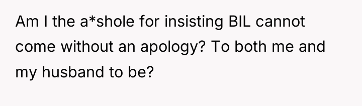 Am I the a*shole for insisting BIL cannot come without...