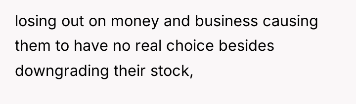 losing out on money and business causing them to have...