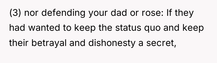 (3) nor defending your dad or rose: If they had...