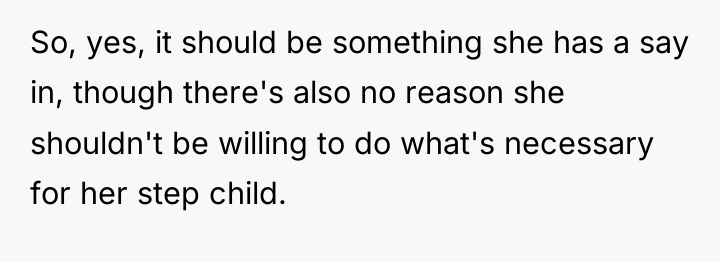 So, yes, it should be something she has a say...