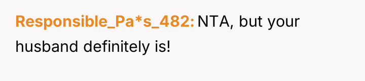 Responsible_Pa*s_482 NTA, but your husband definitely is!