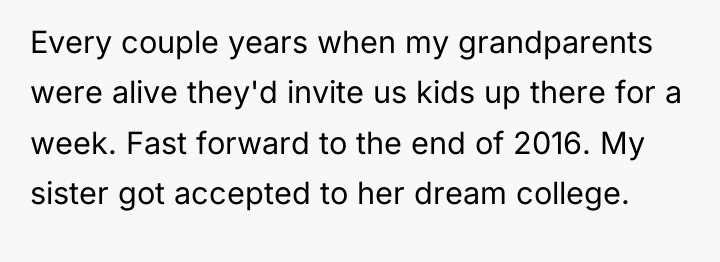 Every couple years when my grandparents were alive they'd invite...