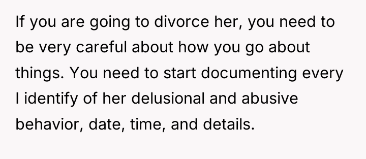 If you are going to divorce her, you need to...