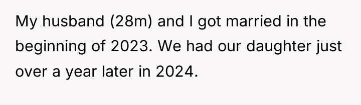 My husband (28m) and I got married in the beginning...