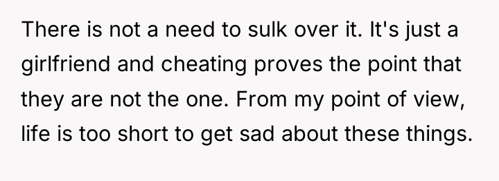 There is not a need to sulk over it. It's...