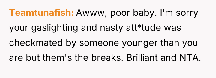 Teamtunafish Awww, poor baby. I'm sorry your gaslighting and nasty...