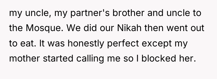 my uncle, my partner's brother and uncle to the Mosque....