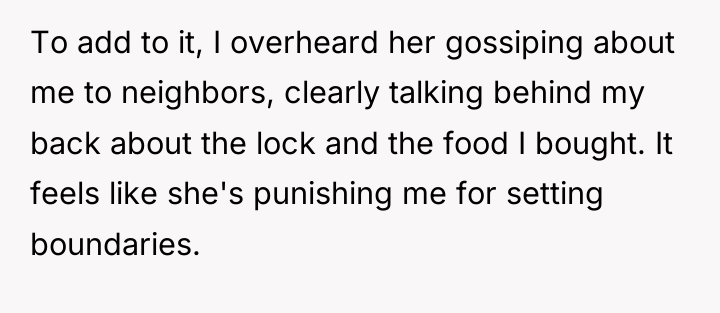 To add to it, I overheard her gossiping about me...