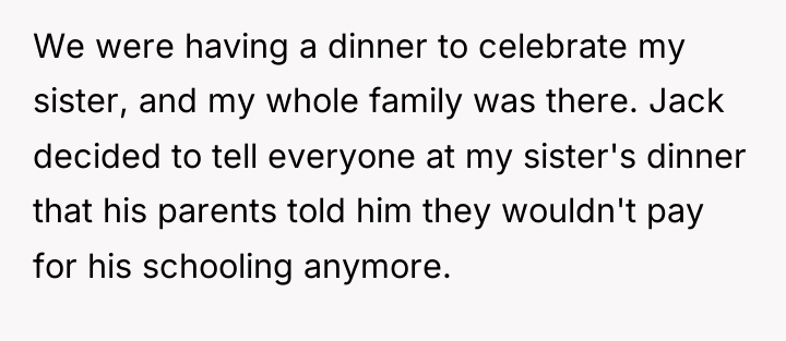 We were having a dinner to celebrate my sister, and...
