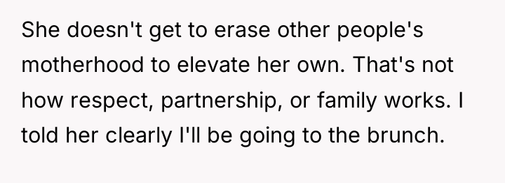She doesn't get to erase other people's motherhood to elevate...