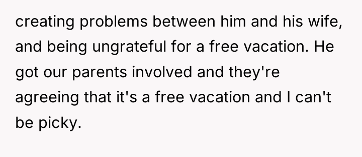 creating problems between him and his wife, and being ungrateful...