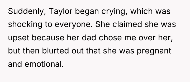 Suddenly, Taylor began crying, which was shocking to everyone. She...