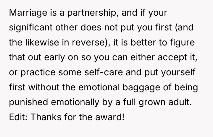 Marriage is a partnership, and if your significant other does...