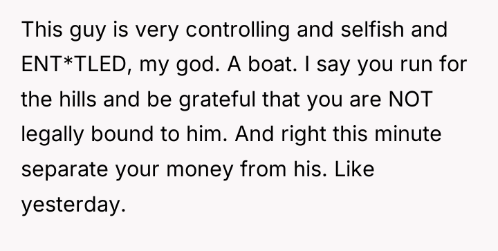 This guy is very controlling and selfish and ENT*TLED, my...