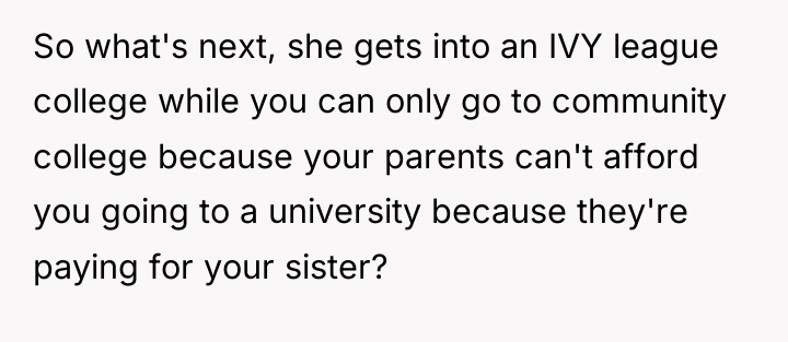 So what's next, she gets into an IVY league college...