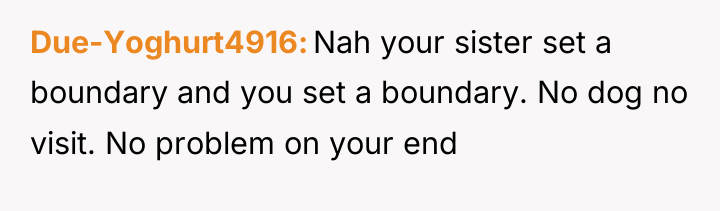 Due-Yoghurt4916 Nah your sister set a boundary and you set...