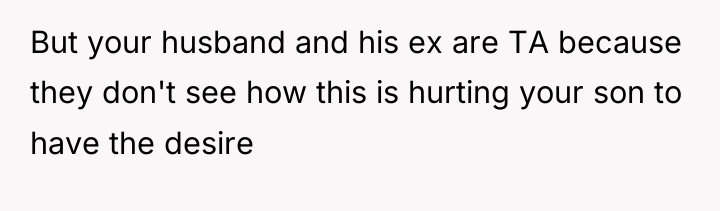 But your husband and his ex are TA because they...