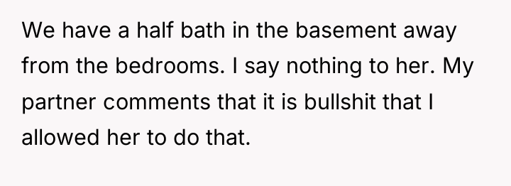 We have a half bath in the basement away from...