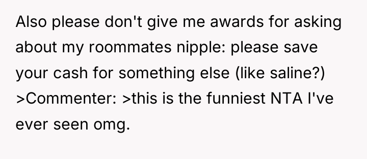 Also please don't give me awards for asking about my...