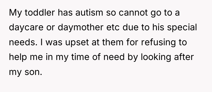 My toddler has autism so cannot go to a daycare...