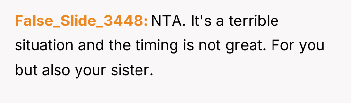 False_Slide_3448 NTA. It's a terrible situation and the timing is...