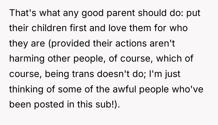 That's what any good parent should do: put their children...