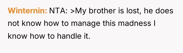 Winternin NTA: >My brother is lost, he does not know...