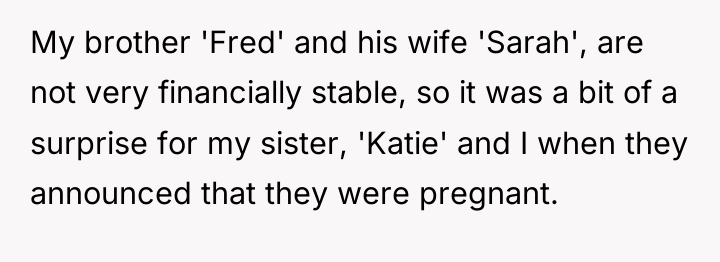 My brother 'Fred' and his wife 'Sarah', are not very...