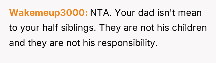 Wakemeup3000 NTA. Your dad isn't mean to your half siblings....