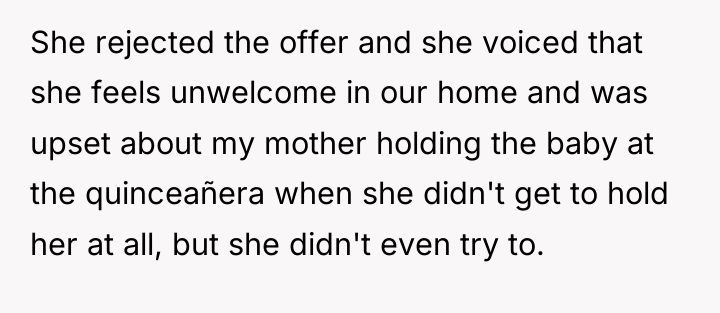 She rejected the offer and she voiced that she feels...