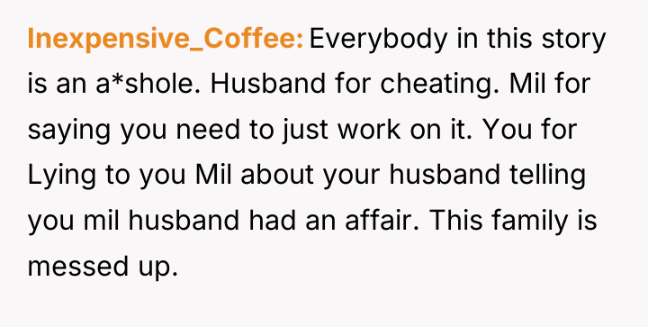 Inexpensive_Coffee Everybody in this story is an a*shole. Husband for...