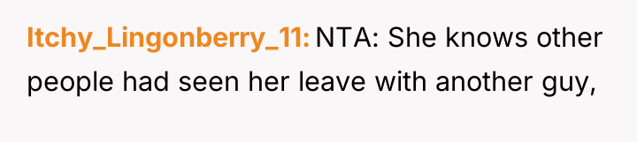 Itchy_Lingonberry_11 NTA: She knows other people had seen her leave...