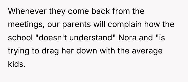 Whenever they come back from the meetings, our parents will...