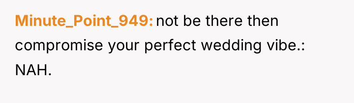 Minute_Point_949 not be there then compromise your perfect wedding vibe.:...