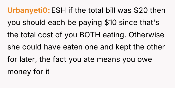 Urbanyeti0 ESH if the total bill was $20 then you...